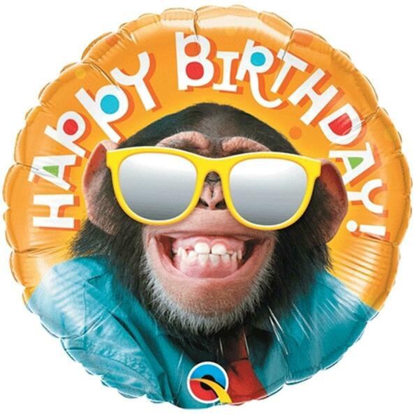 Loftus International 18 in. Birthday Smiling Chimp Party Balloon, 22PK Q2-5496